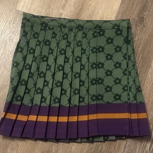 Urban Outfitters Green Floral Mini Skirt with Purple and Orange Stripes